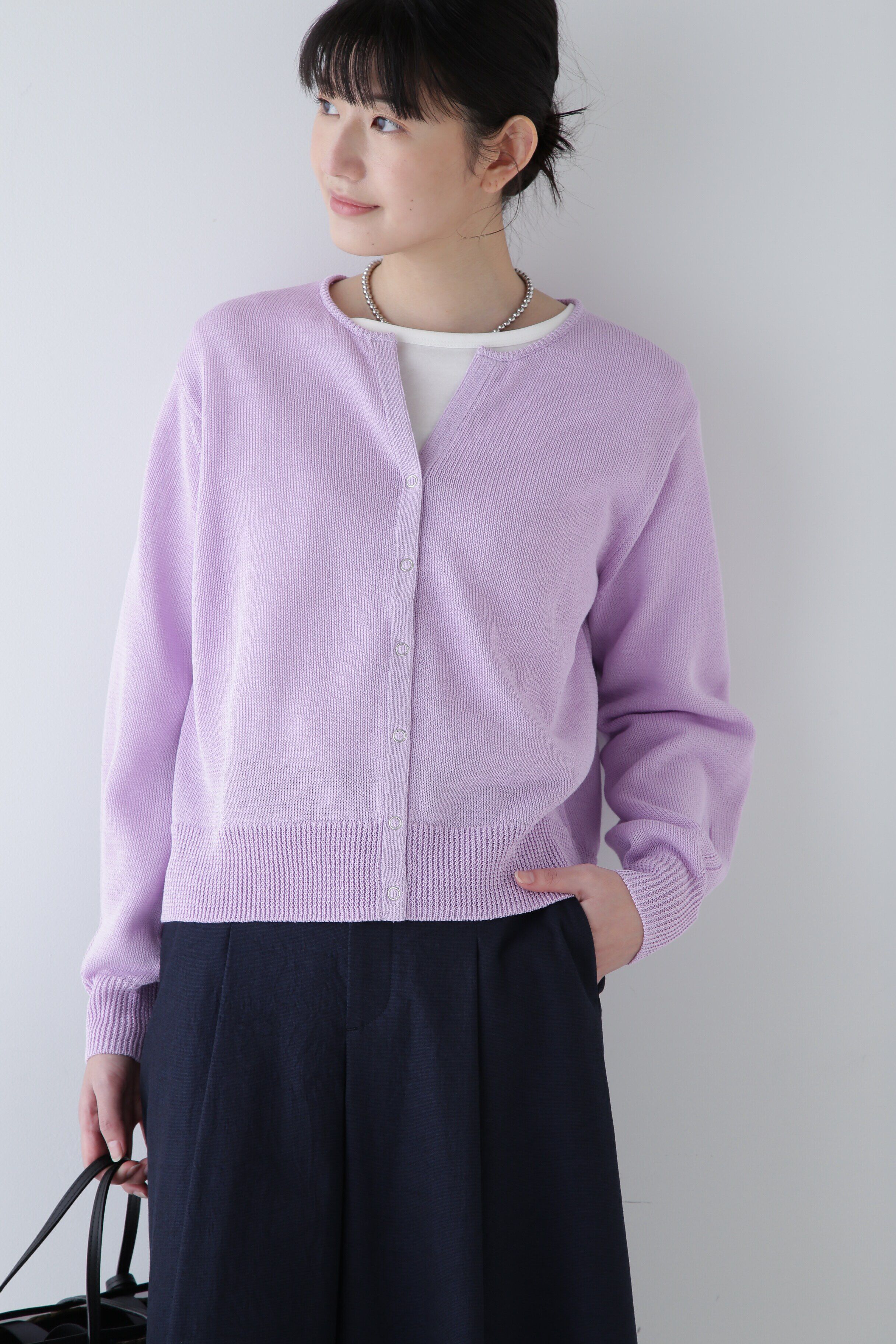  「◆ミドルゲージギマカーディガン」|ニット・セーター|ライトパープ