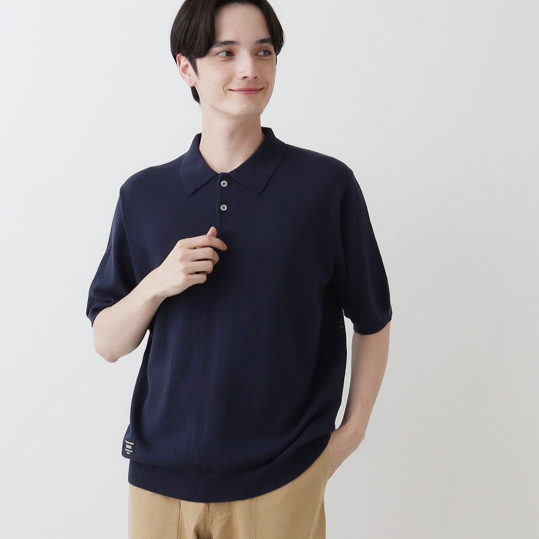 Dessin「【洗える】襟付き半袖ニット」|ニット・セーター|ネイビー(094)