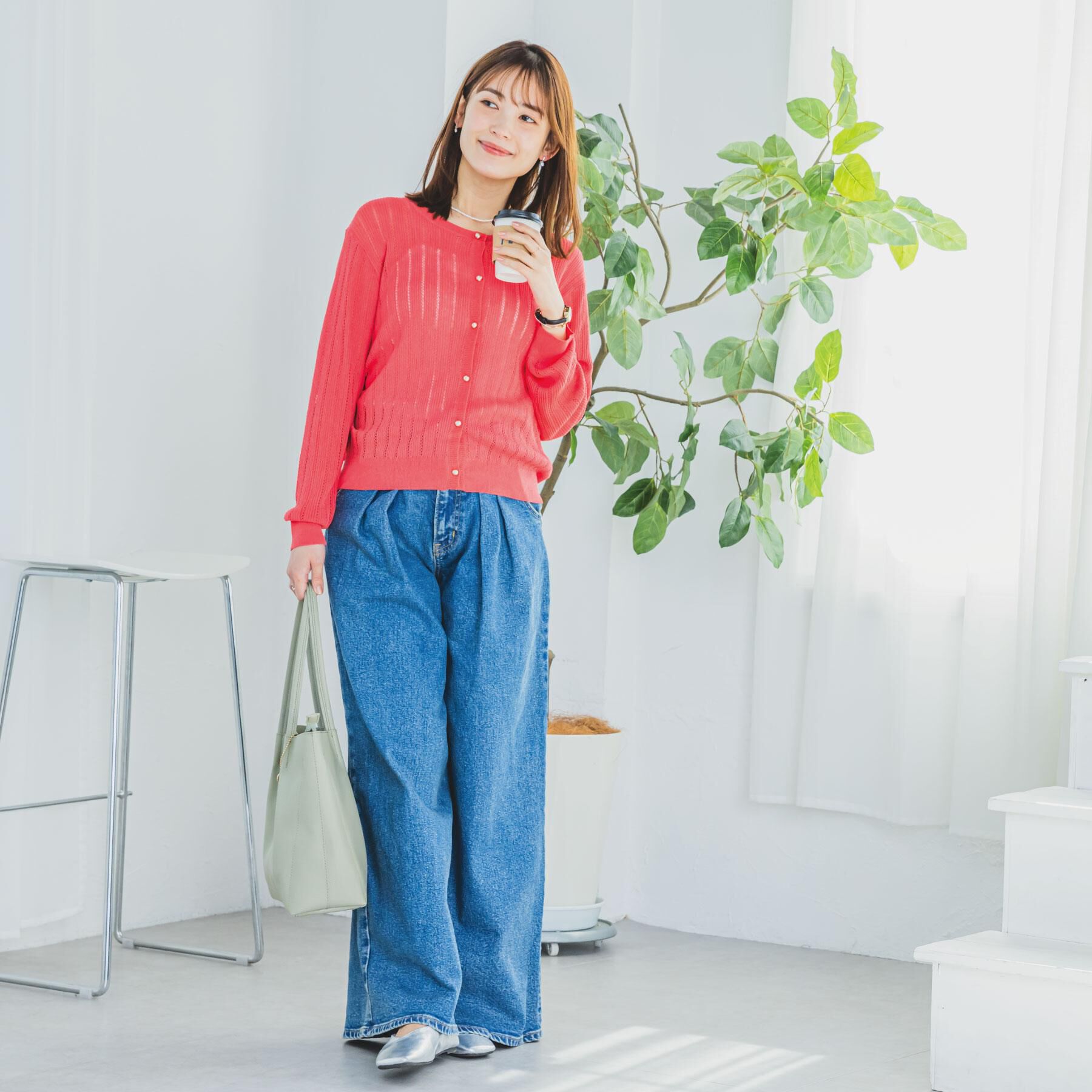 ITS&rsquo;DEMO「【手洗い可】透かし編みクルーカーデ」|カーディガン|