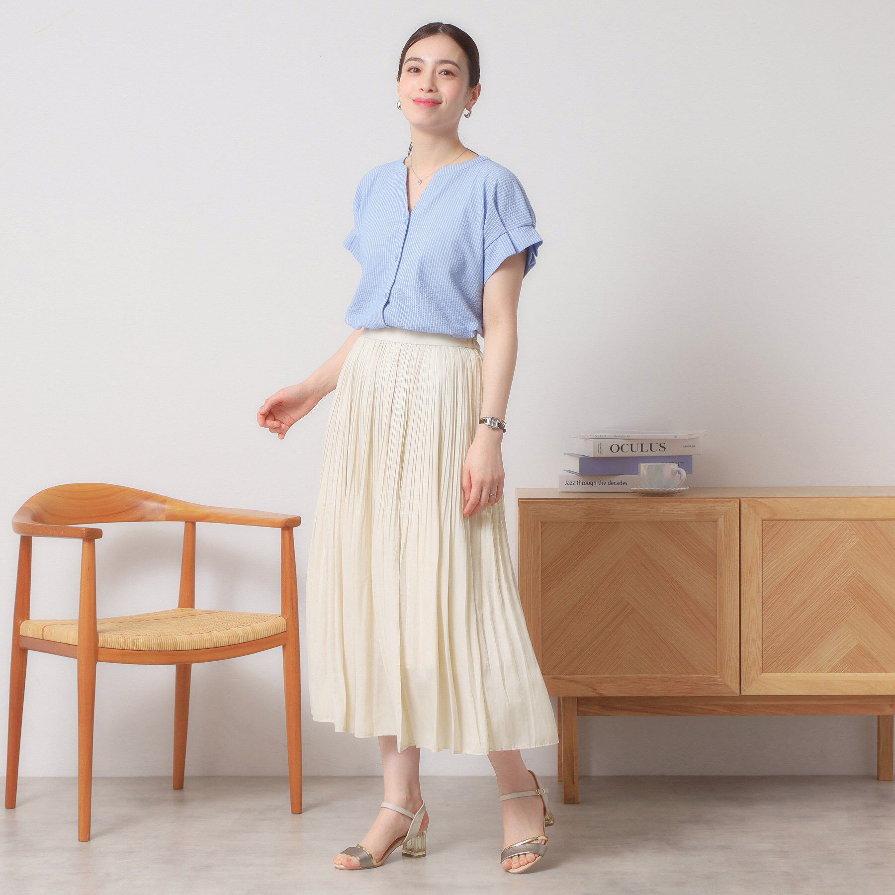 ITS&rsquo;DEMO「【手洗い可／ウエストゴム】サテンプリーツスカート」|スカート|