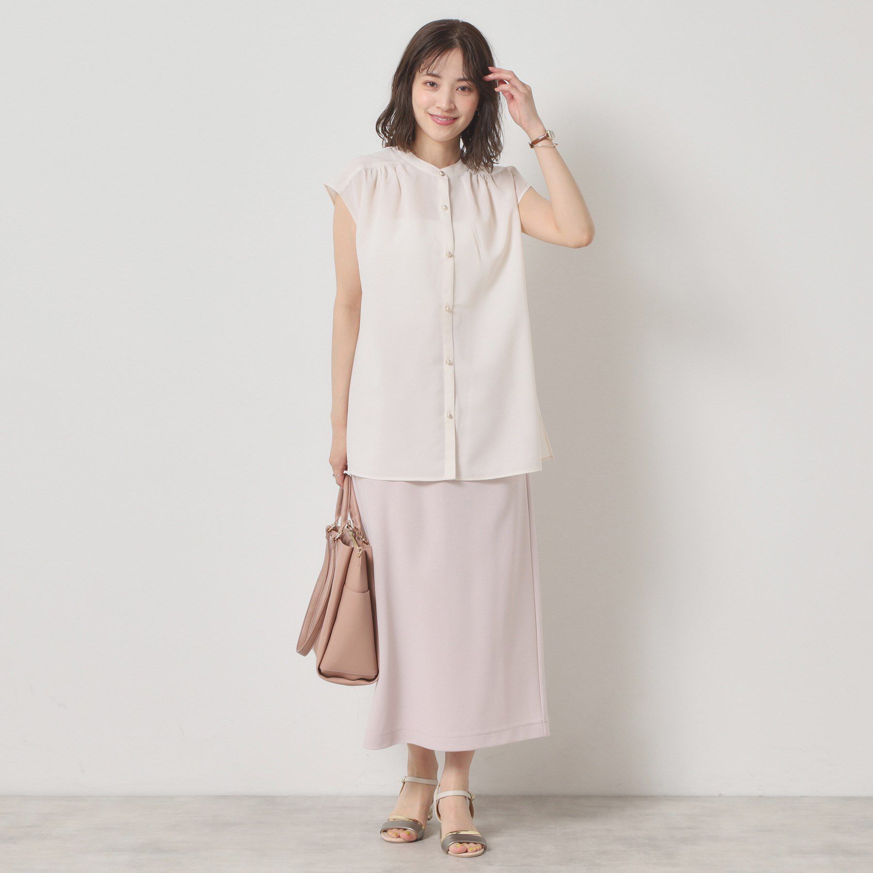 ITS&rsquo;DEMO「【清涼感／手洗い可】麻調前開きブラウス」|シャツ・ブラウス|