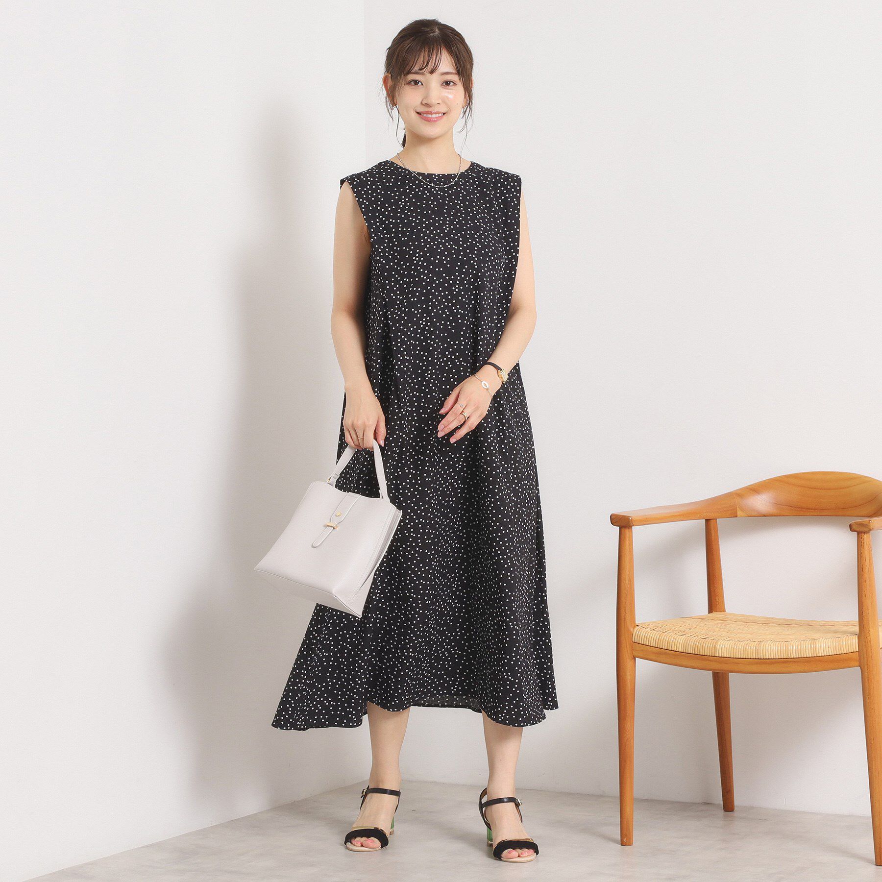 ITS&rsquo;DEMO「【UVカット／速乾／冷感／洗濯機OK／洗濯後しわになりにくい】麻調ストレッチ肩タックワンピース＜ラク」|ワンピース|