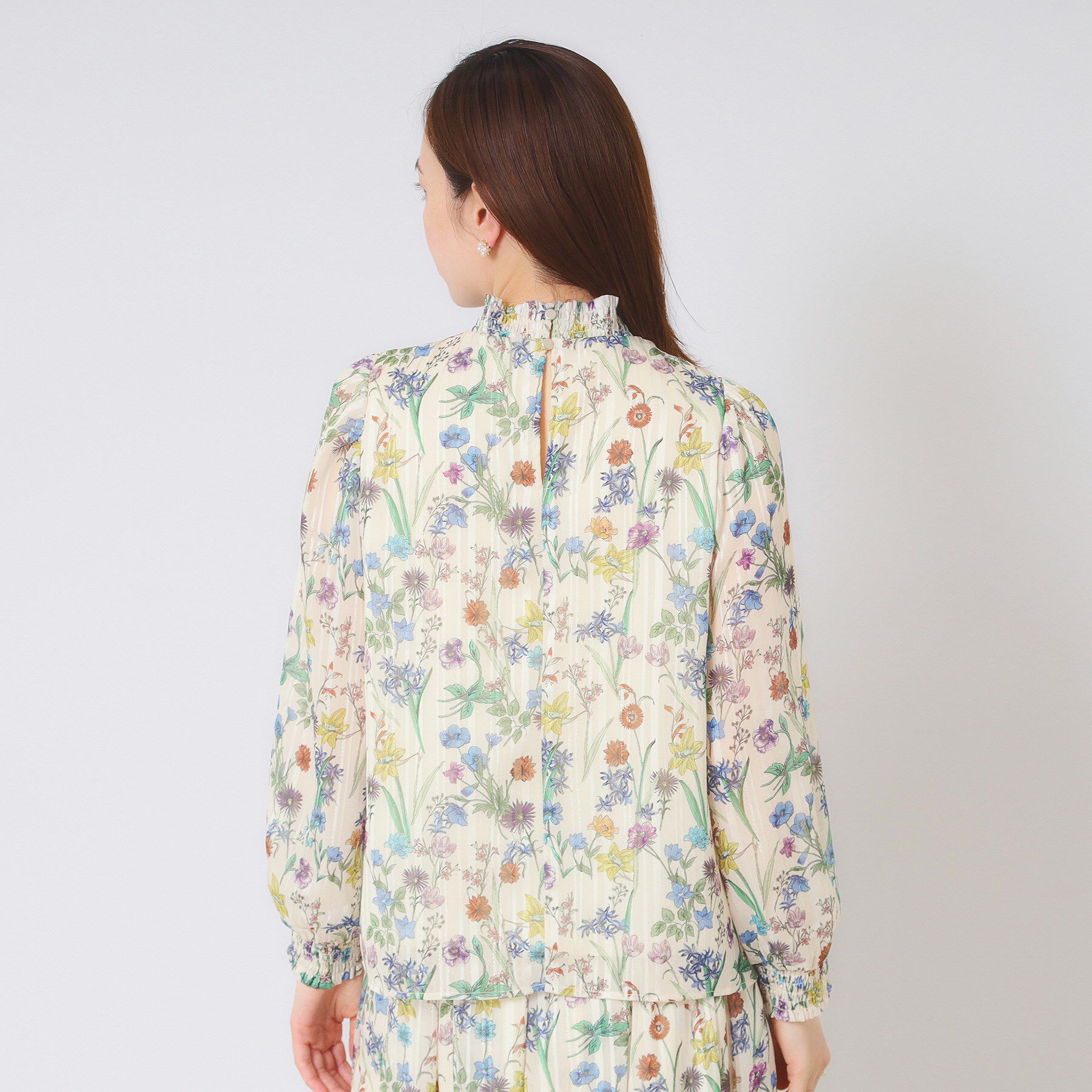 ITS&rsquo;DEMO「【手洗い可／セットアップ可】ラメストライプ花柄ブラウス」|シャツ・ブラウス|