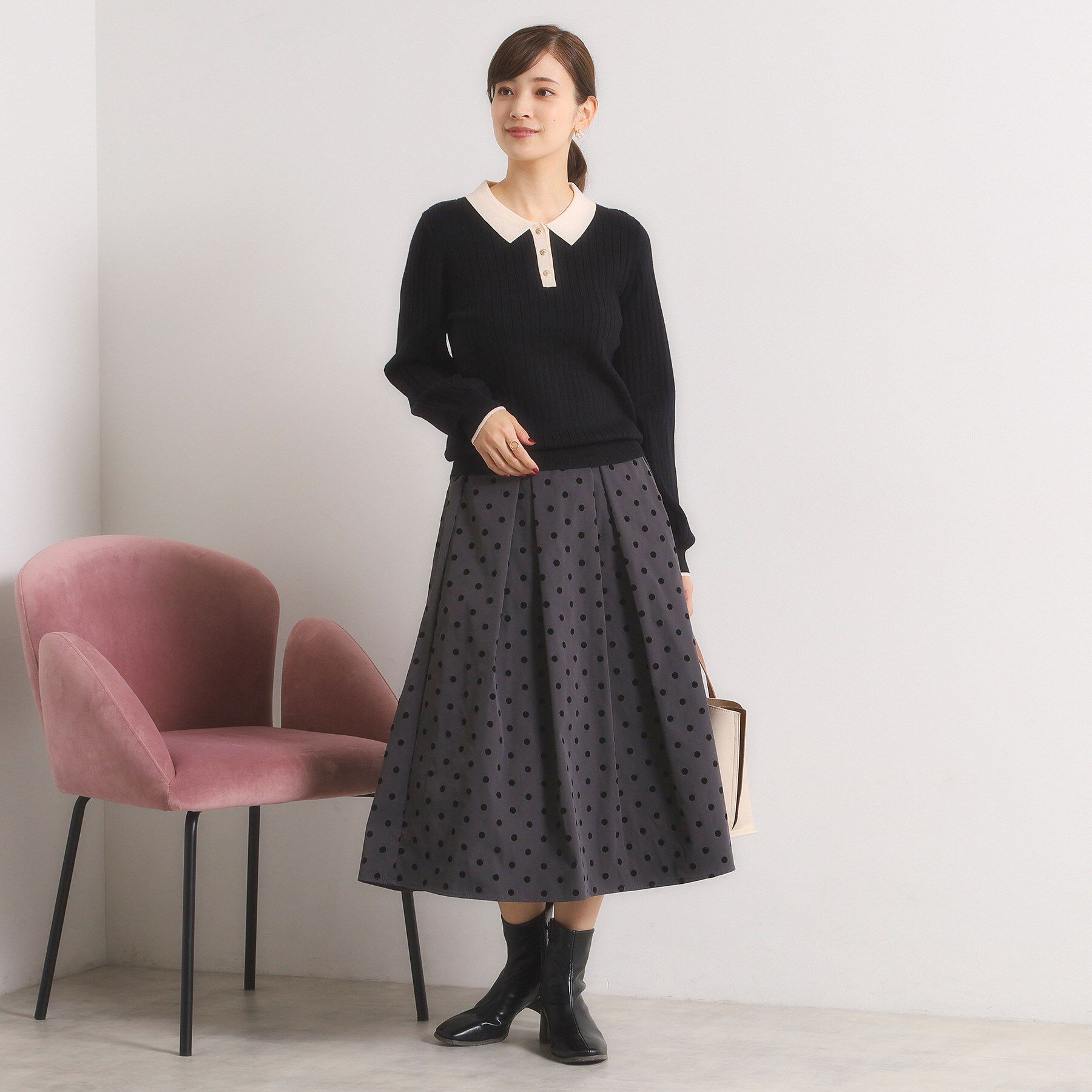 ITS&rsquo;DEMO「【手洗い可】配色ポロ襟リブニット」|ニット・セーター|