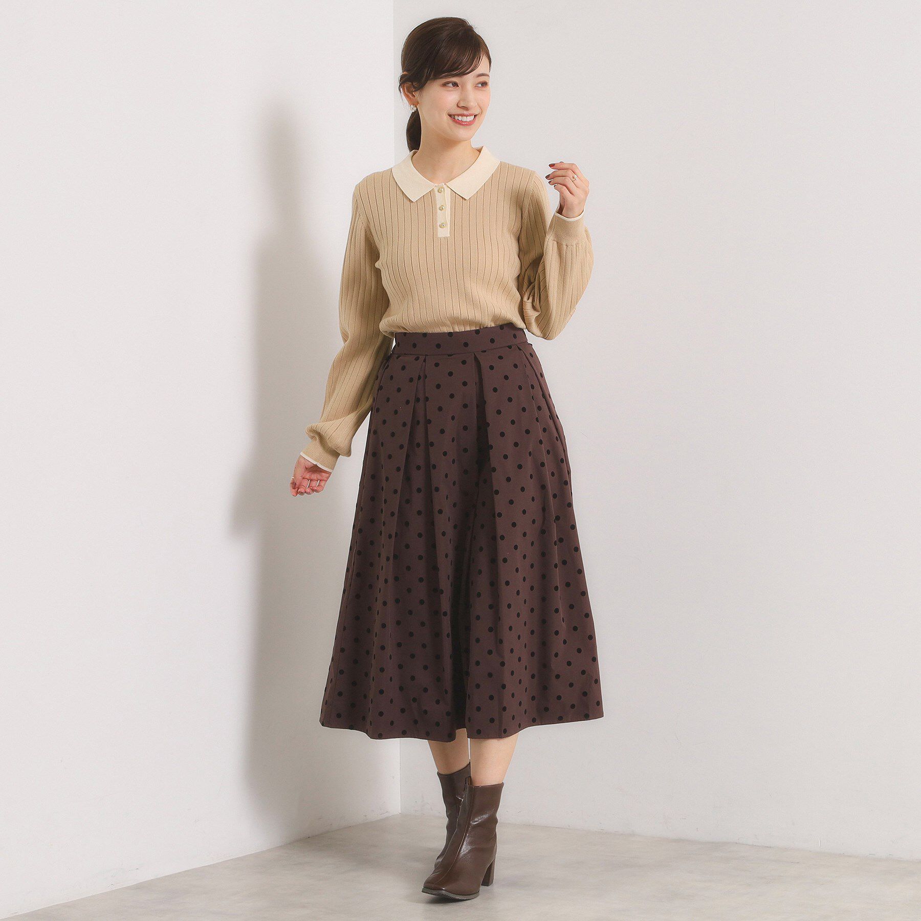 ITS&rsquo;DEMO「【手洗い可】配色ポロ襟リブニット」|ニット・セーター|