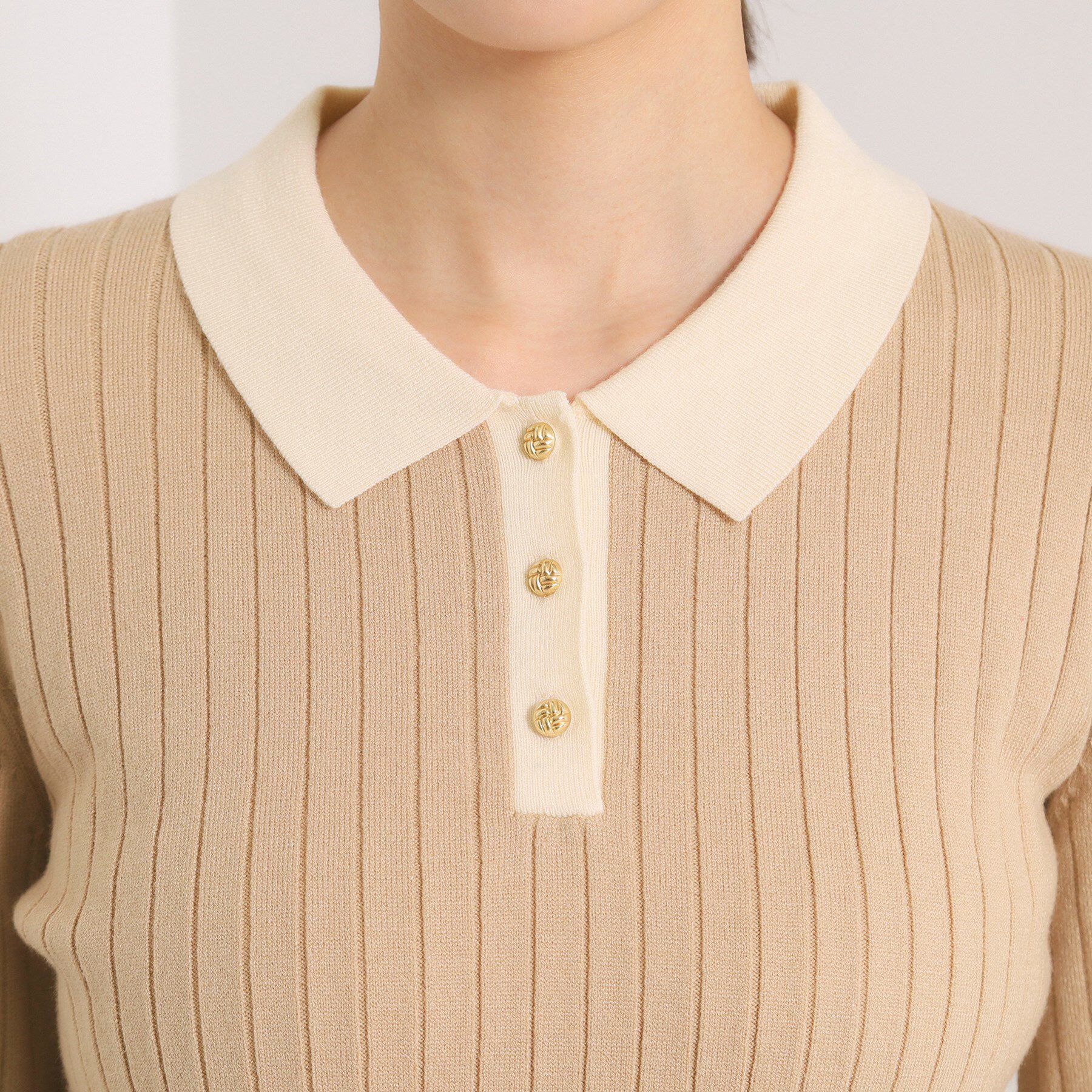 ITS&rsquo;DEMO「【手洗い可】配色ポロ襟リブニット」|ニット・セーター|