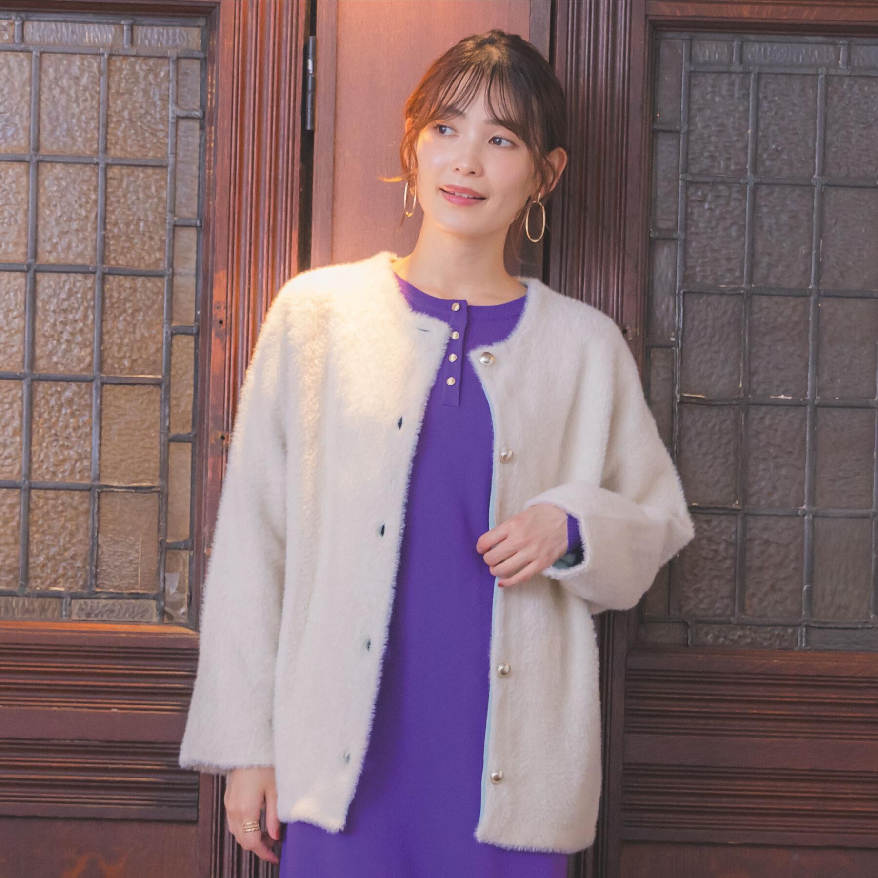 ITS&rsquo;DEMO「【手洗い可】フェザーWフェイスコーディガン」|カーディガン|