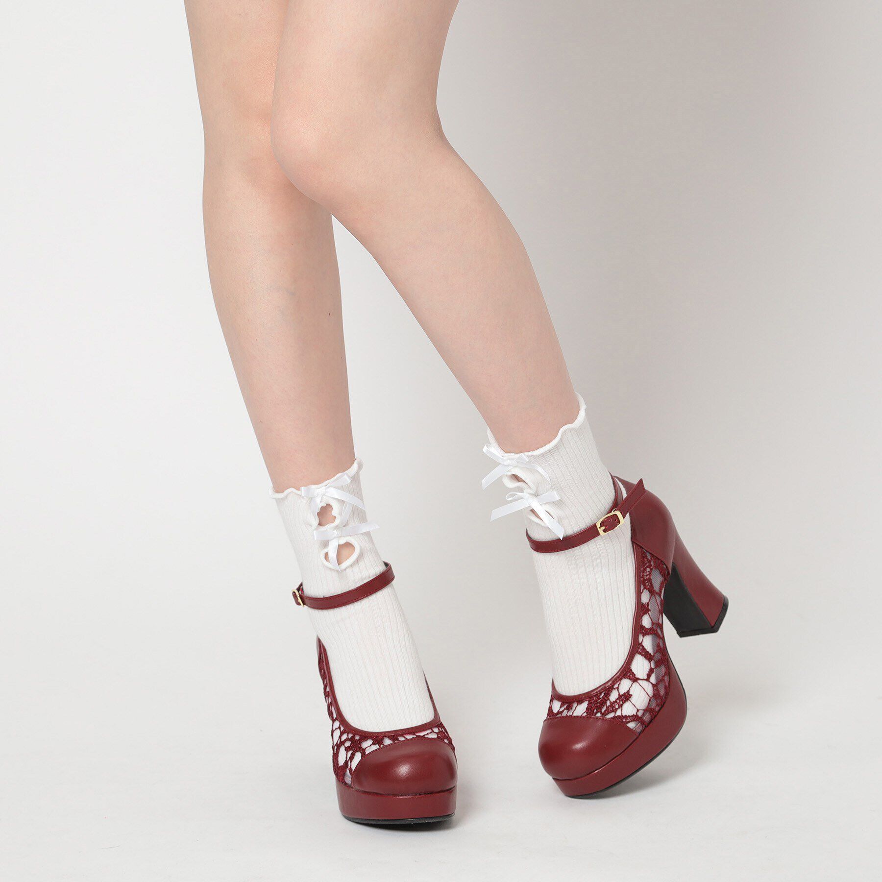 csT&P「厚底チュールレースチャンキーヒールパンプス」|パンプス|