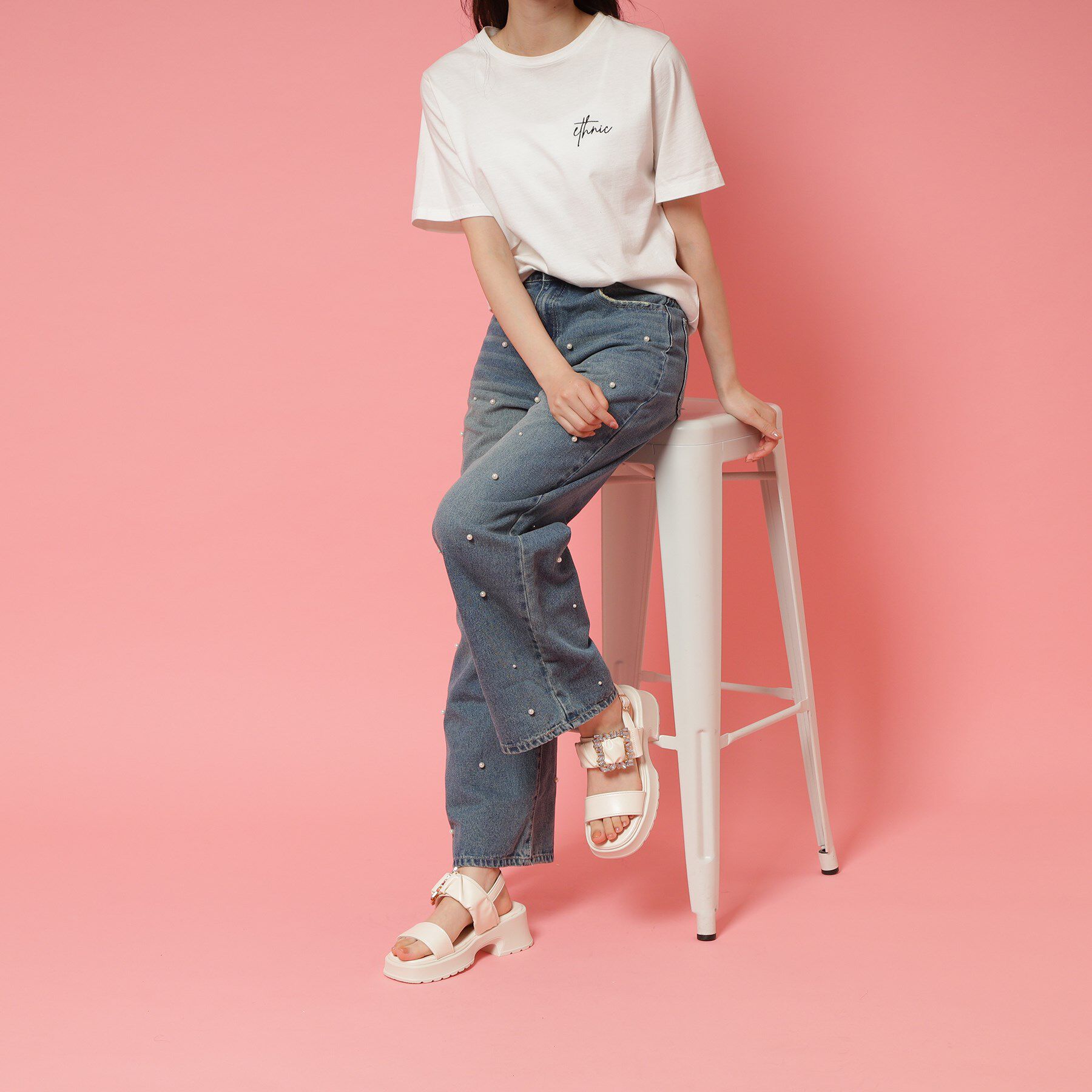 csT&P「バックル付きギャザーサンダル」|サンダル|