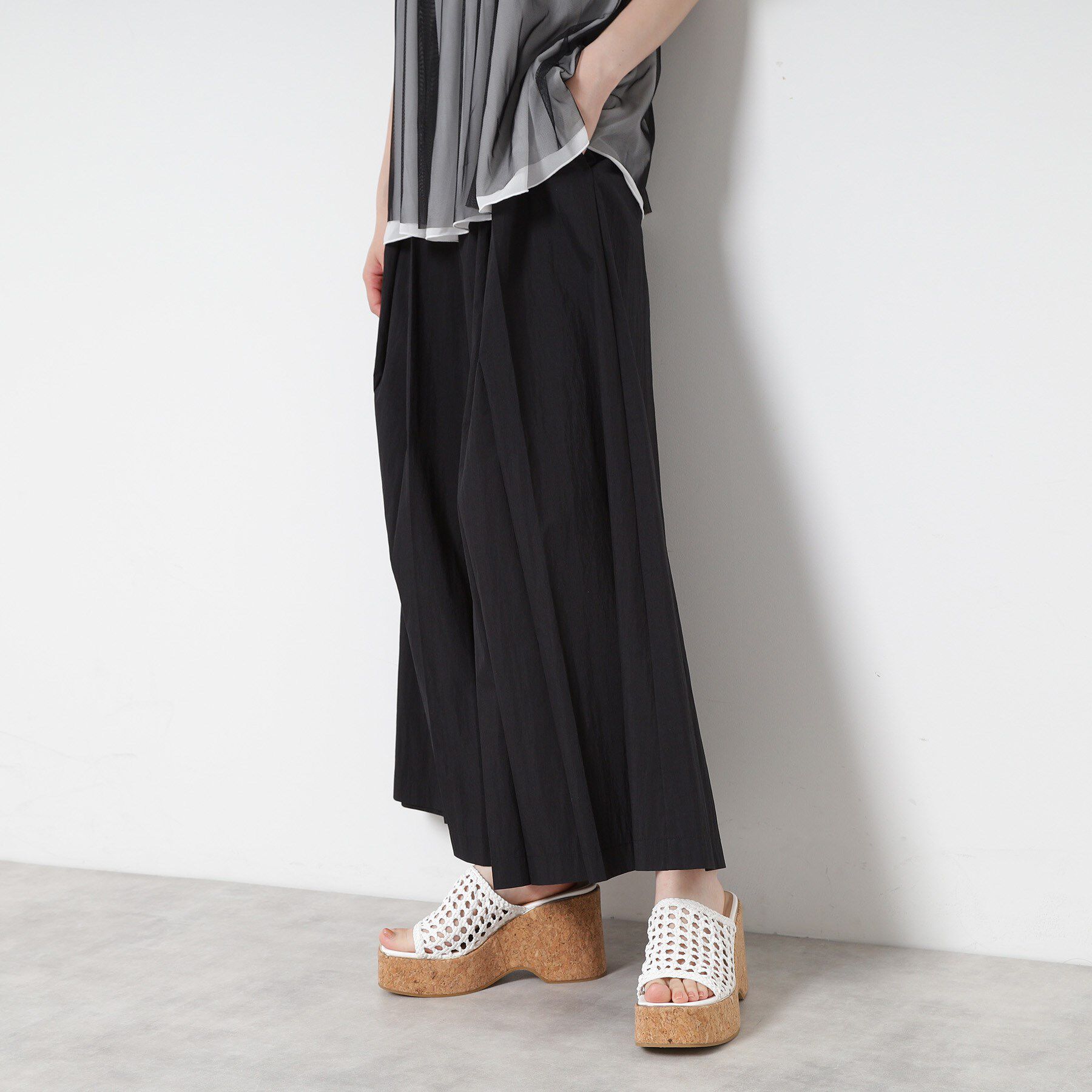 ESPERANZA「マクラメ編みウェッジミュール」|サンダル|