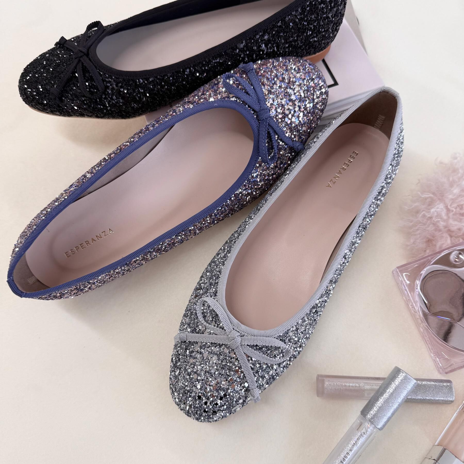 ESPERANZA「【EC限定カラーあり】グリッターバレエシューズ」|パンプス|