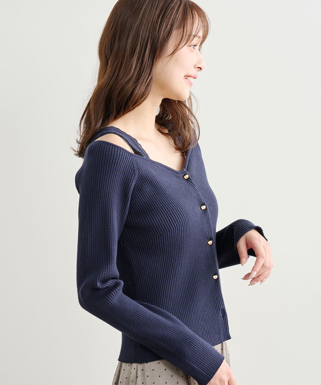 COCO DEAL「Vネックリブニットカーディガン」|ニット・セーター|