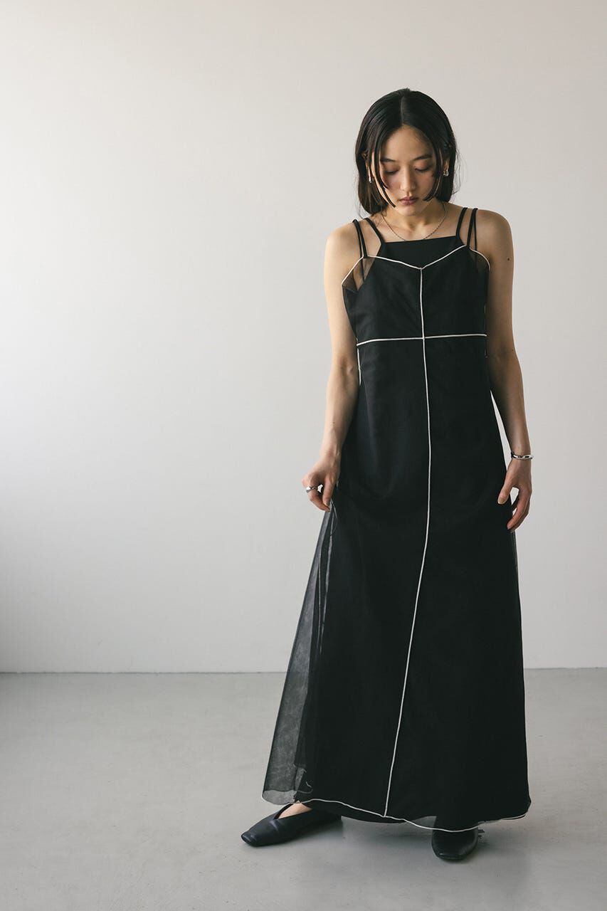 STYLEMIXER「バイカラーチュールレイヤーワンピース」|ワンピース|BLK