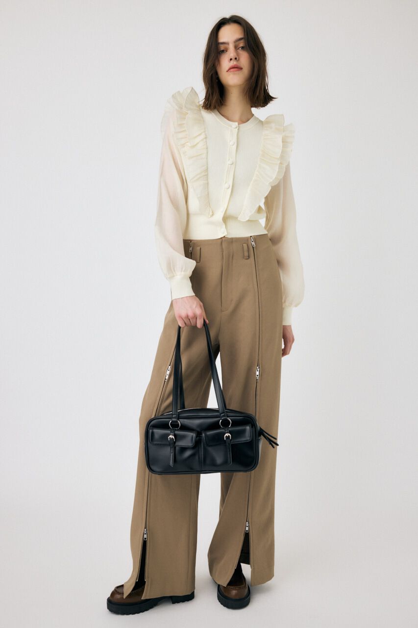 MOUSSY「WOVEN FRILLS カーディガン」|ニット・セーター|