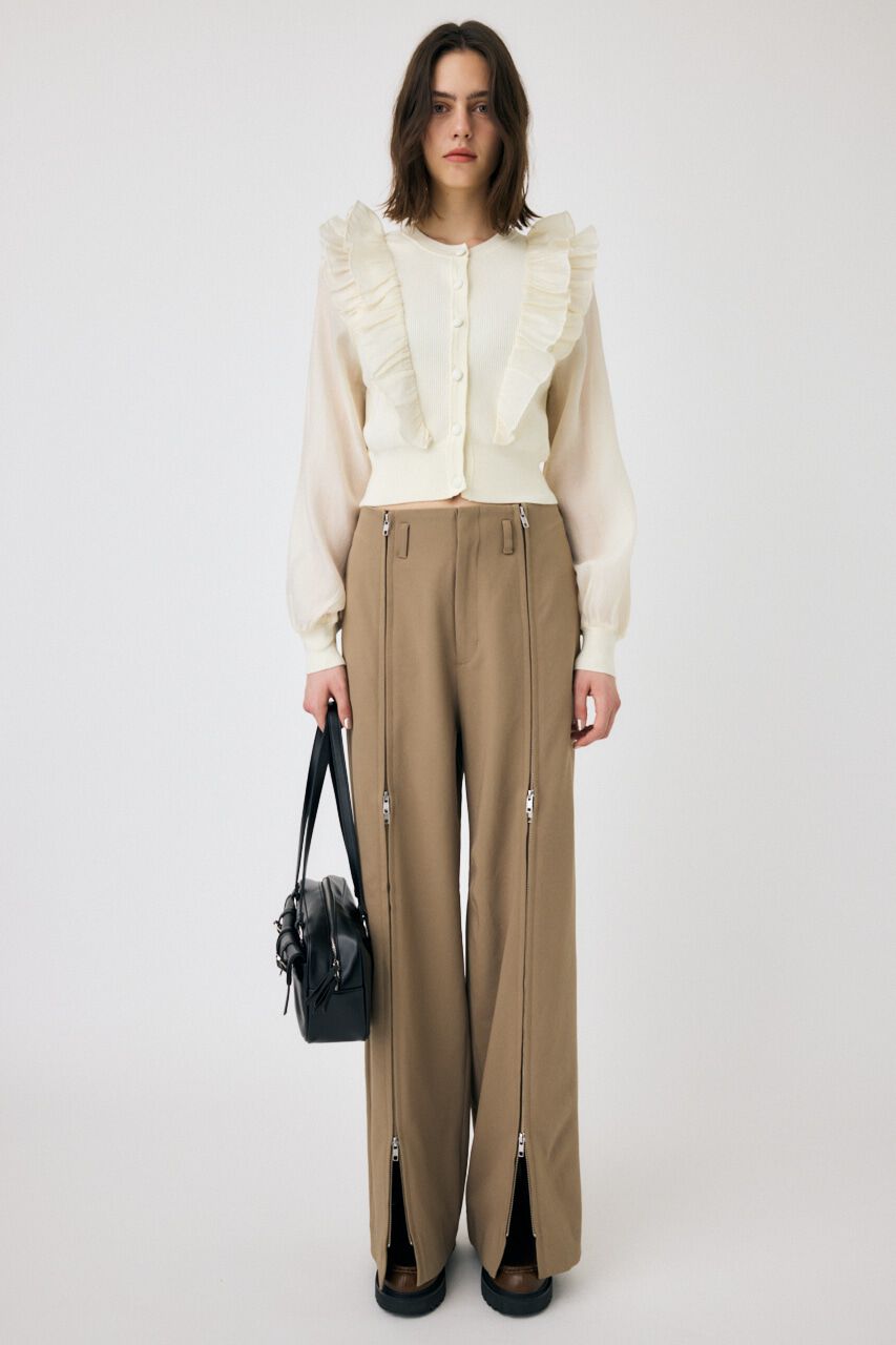 MOUSSY「WOVEN FRILLS カーディガン」|ニット・セーター|