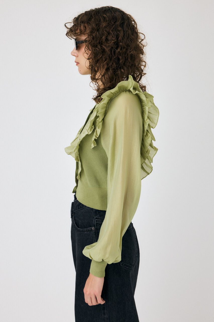 MOUSSY「WOVEN FRILLS カーディガン」|ニット・セーター|