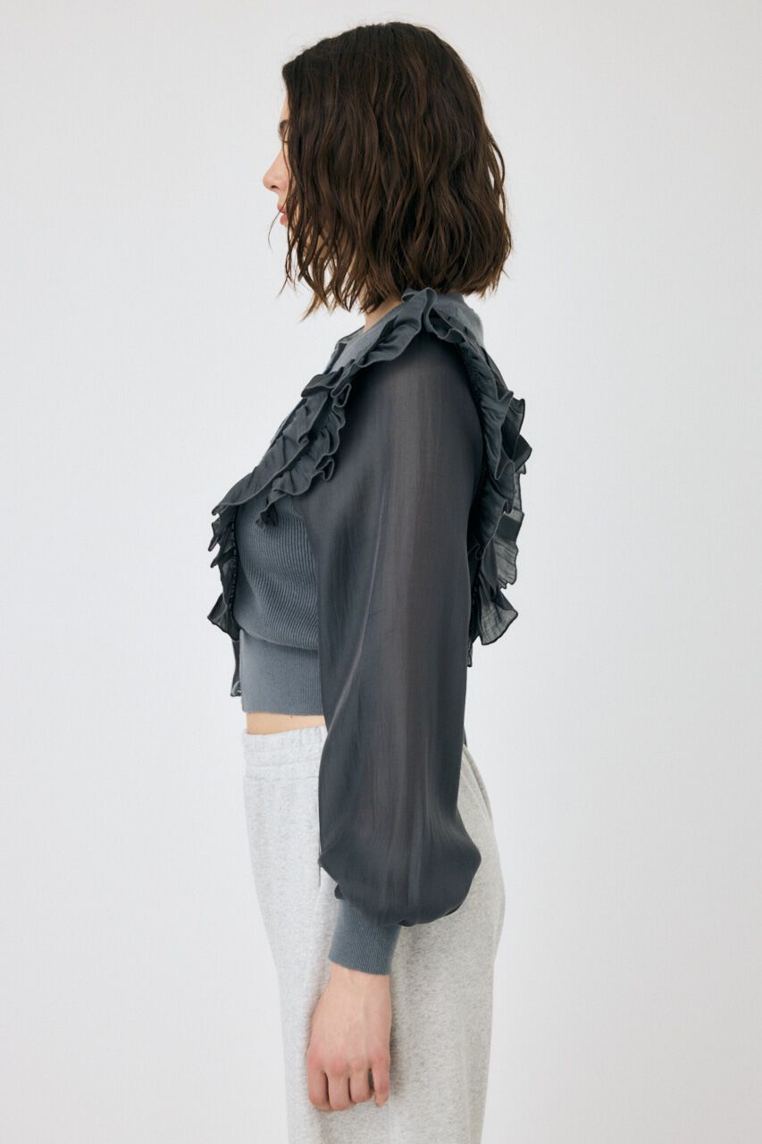 MOUSSY「WOVEN FRILLS カーディガン」|ニット・セーター|