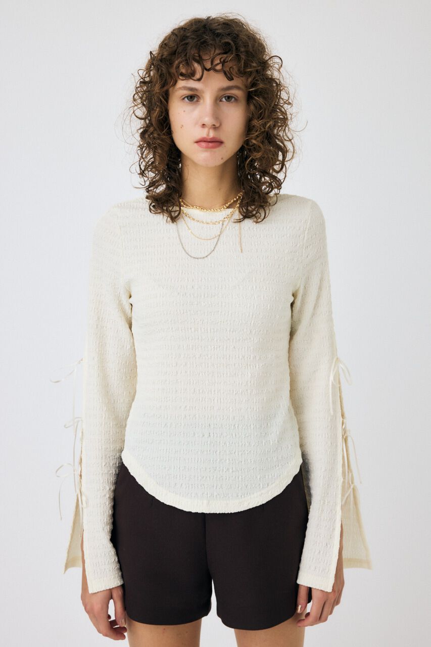 MOUSSY「SLEEVE RIBBON トップス」|Tシャツ・カットソー|