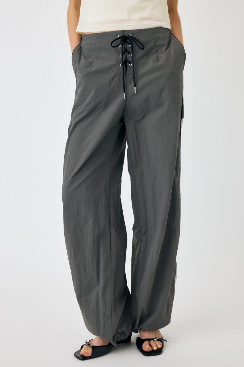 MOUSSY「SHEER PANEL LACE UP パンツ」|その他|GRY