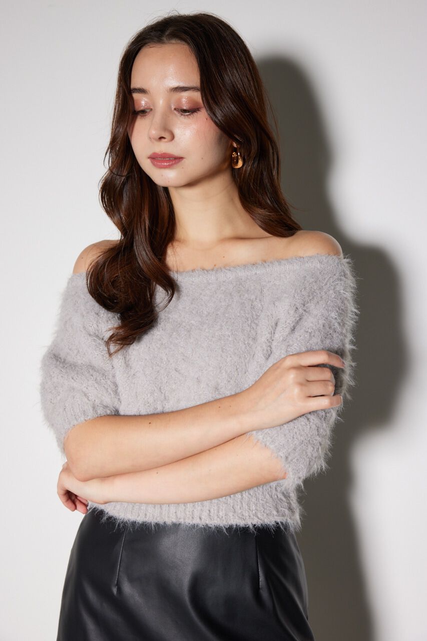 rienda「オフショルシャギーニットトップス」|ニット・セーター|