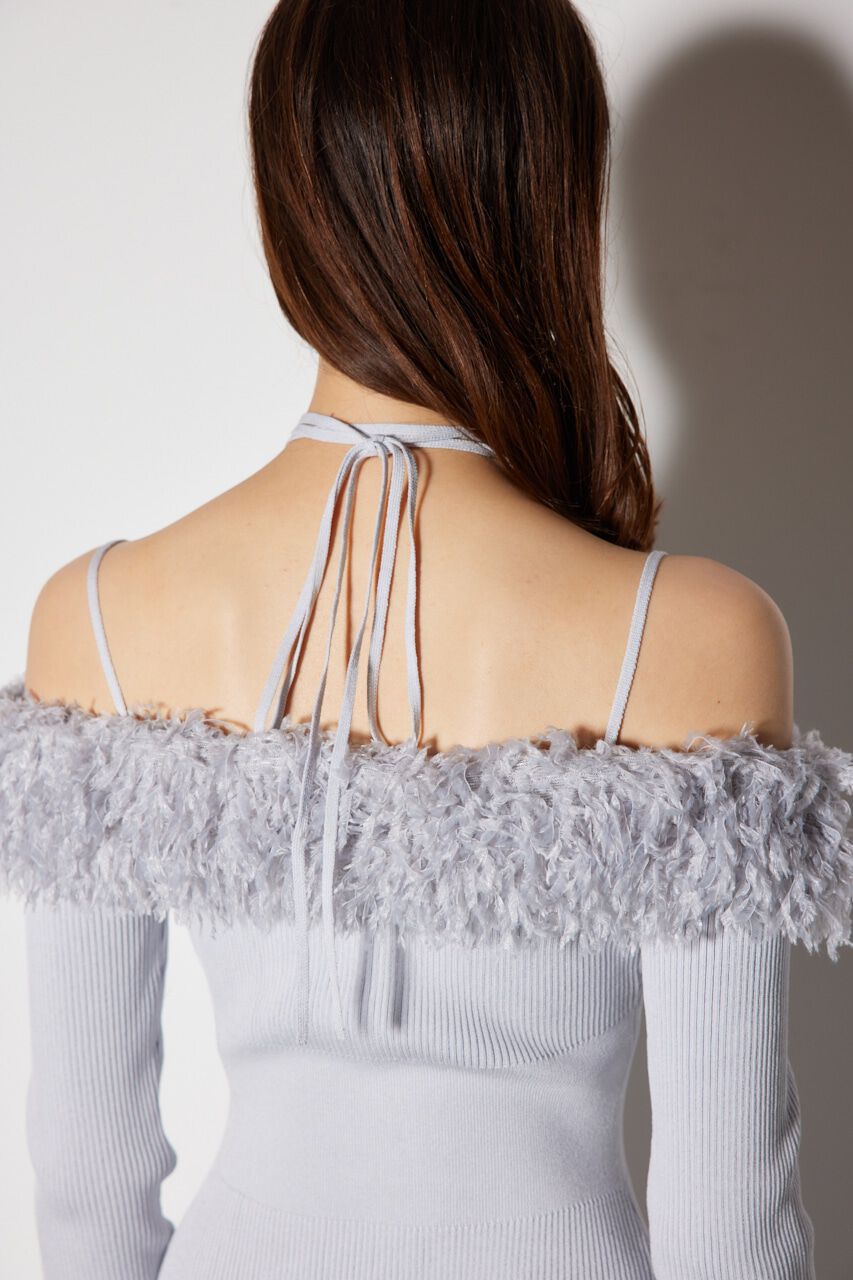 rienda「フェイクファーオフショルタイトニットワンピース」|ワンピース|