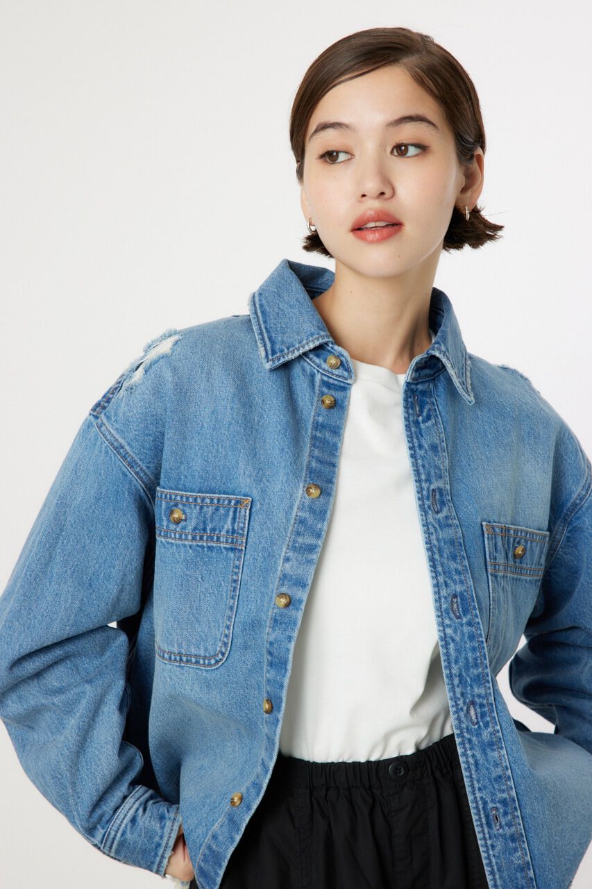 RODEO CROWNS「ダメージデニムシャツ」|シャツ・ブラウス|L/BLU1