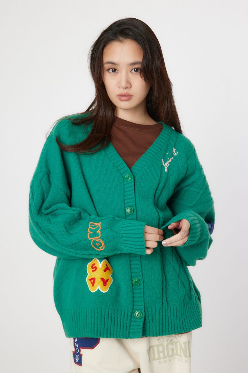 RODEO CROWNS「EMB MOTIFSケーブルカーディガン」|カーディガン|