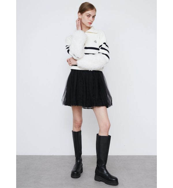 CALNAMUR「ROSE ASYMMETRY MINI OP/ローズアシンメトリーミニワンピース」|ワンピース|