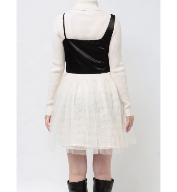 CALNAMUR「ROSE ASYMMETRY MINI OP/ローズアシンメトリーミニワンピース」|ワンピース|