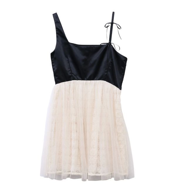 CALNAMUR「ROSE ASYMMETRY MINI OP/ローズアシンメトリーミニワンピース」|ワンピース|