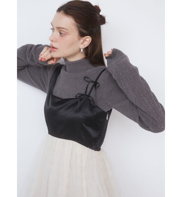 CALNAMUR「ROSE ASYMMETRY MINI OP/ローズアシンメトリーミニワンピース」|ワンピース|