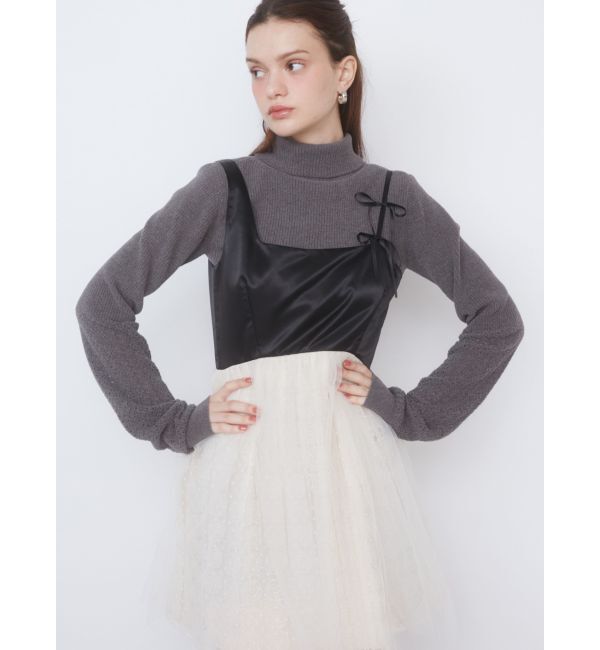 CALNAMUR「ROSE ASYMMETRY MINI OP/ローズアシンメトリーミニワンピース」|ワンピース|