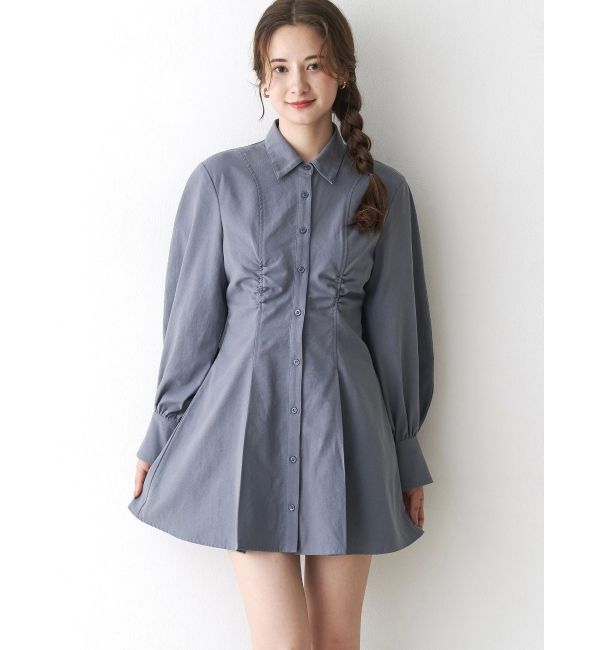 CALNAMUR「ギャザリングシャツミニワンピース」|ワンピース|