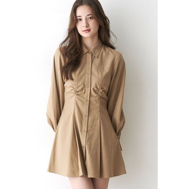 CALNAMUR「ギャザリングシャツミニワンピース」|ワンピース|