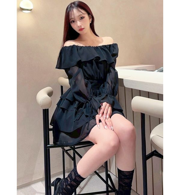 RESEXXY「オフショルシフォンミニワンピース」|ワンピース|