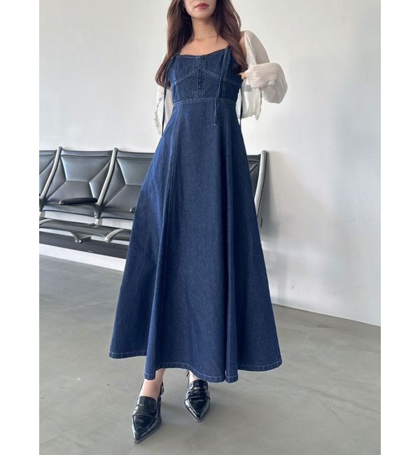 dazzlin「フロントホックデニムジャンスカ」|ワンピース|インディゴ