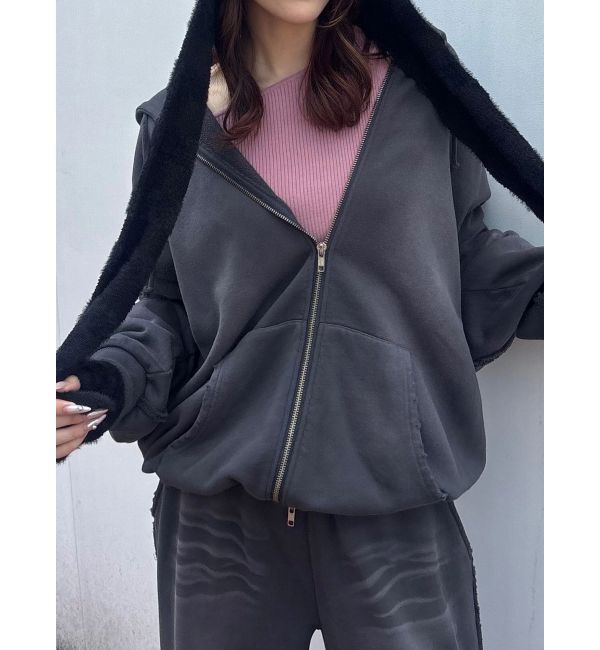 EMODA「シェービングオーバージップフーディ」|パーカー|グレー