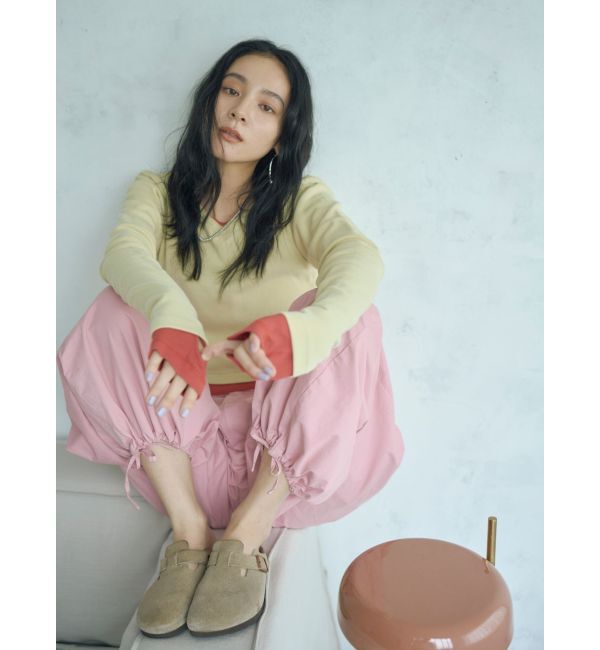 Ungrid「フィットショートロングスリーブTee」|Tシャツ・カットソー|グリーン