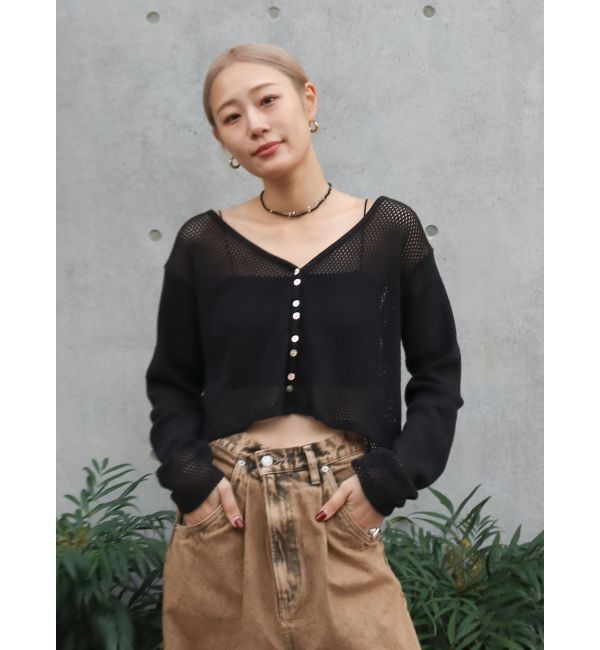 Ungrid「メッシュショートカーディガン」|カーディガン|