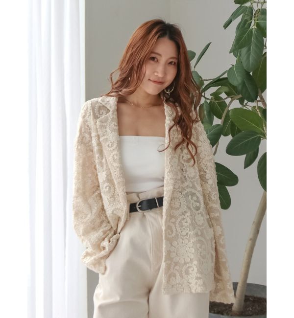 Ungrid「レーステーラードジャケット」|テーラードジャケット|アイボリー