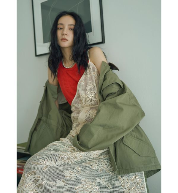 Ungrid「レザードッキングミリタリーブルゾン」|ブルゾン・スタジャン|カーキ