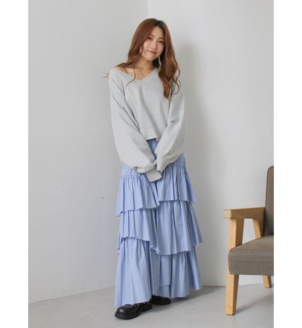 Ungrid「Vネックデザインスウェット」|スウェット・ジャージ|