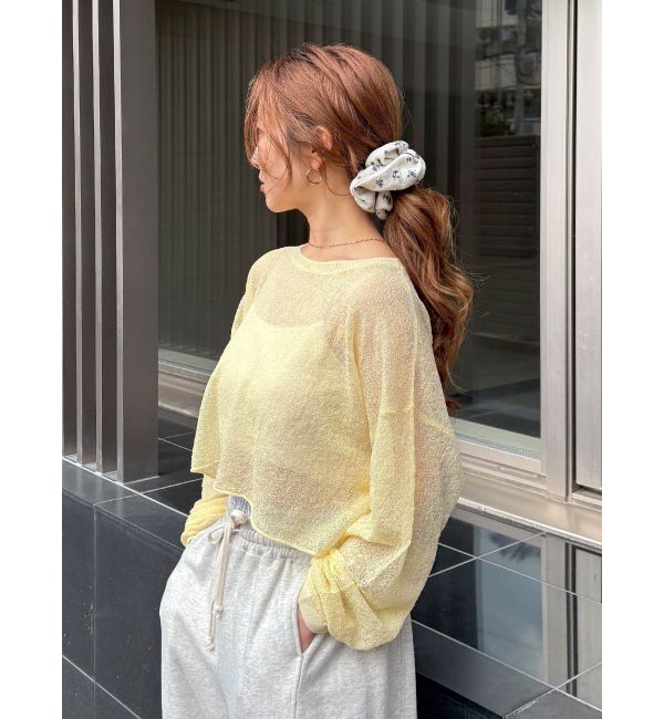 Ungrid「シアーショートニット」|ニット・セーター|イエロー