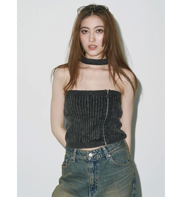 EVRIS「Eモチーフピグメントチョーカーベアニットトップス」|ニット・セーター|