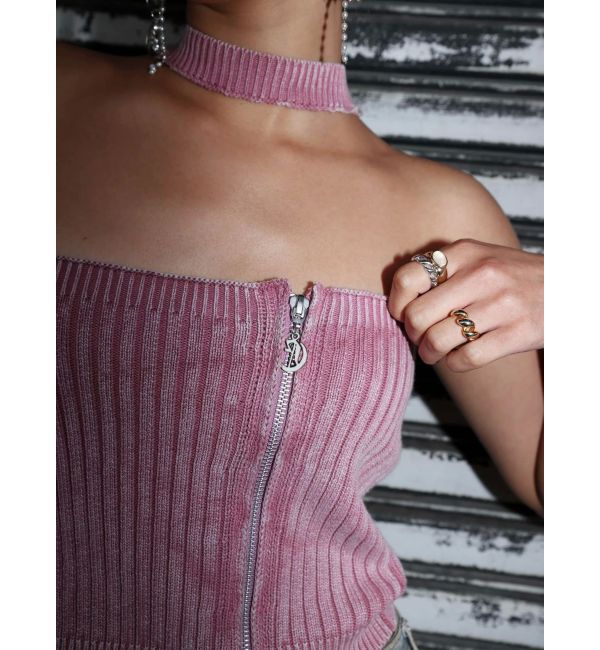 EVRIS「Eモチーフピグメントチョーカーベアニットトップス」|ニット・セーター|