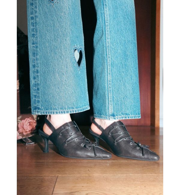 EVRIS「レースアップポインテッドヒール」|サンダル|