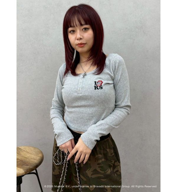 EVRIS「【ザ・ローリング・ストーンズ】ヘンリーネックトップス」|Tシャツ・カットソー|