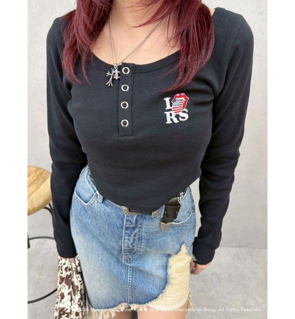 EVRIS「【ザ・ローリング・ストーンズ】ヘンリーネックトップス」|Tシャツ・カットソー|