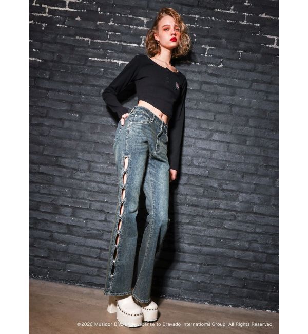 EVRIS「【ザ・ローリング・ストーンズ】ヘンリーネックトップス」|Tシャツ・カットソー|