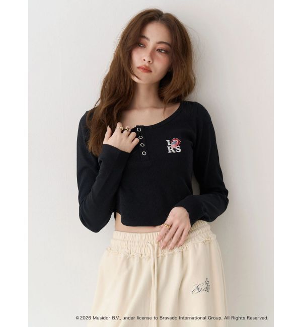 EVRIS「【ザ・ローリング・ストーンズ】ヘンリーネックトップス」|Tシャツ・カットソー|